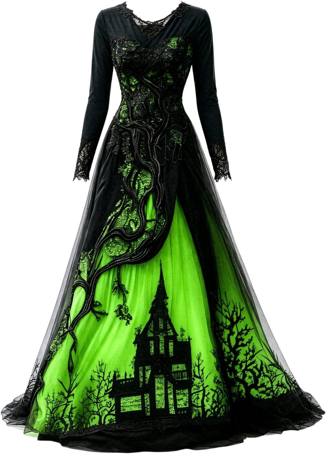 Witch Dress For Women Long Sleeve V Neck Slim Fit Halloween Dresses Medieval Renaissance Gothic Vampire Costumes - Image 2