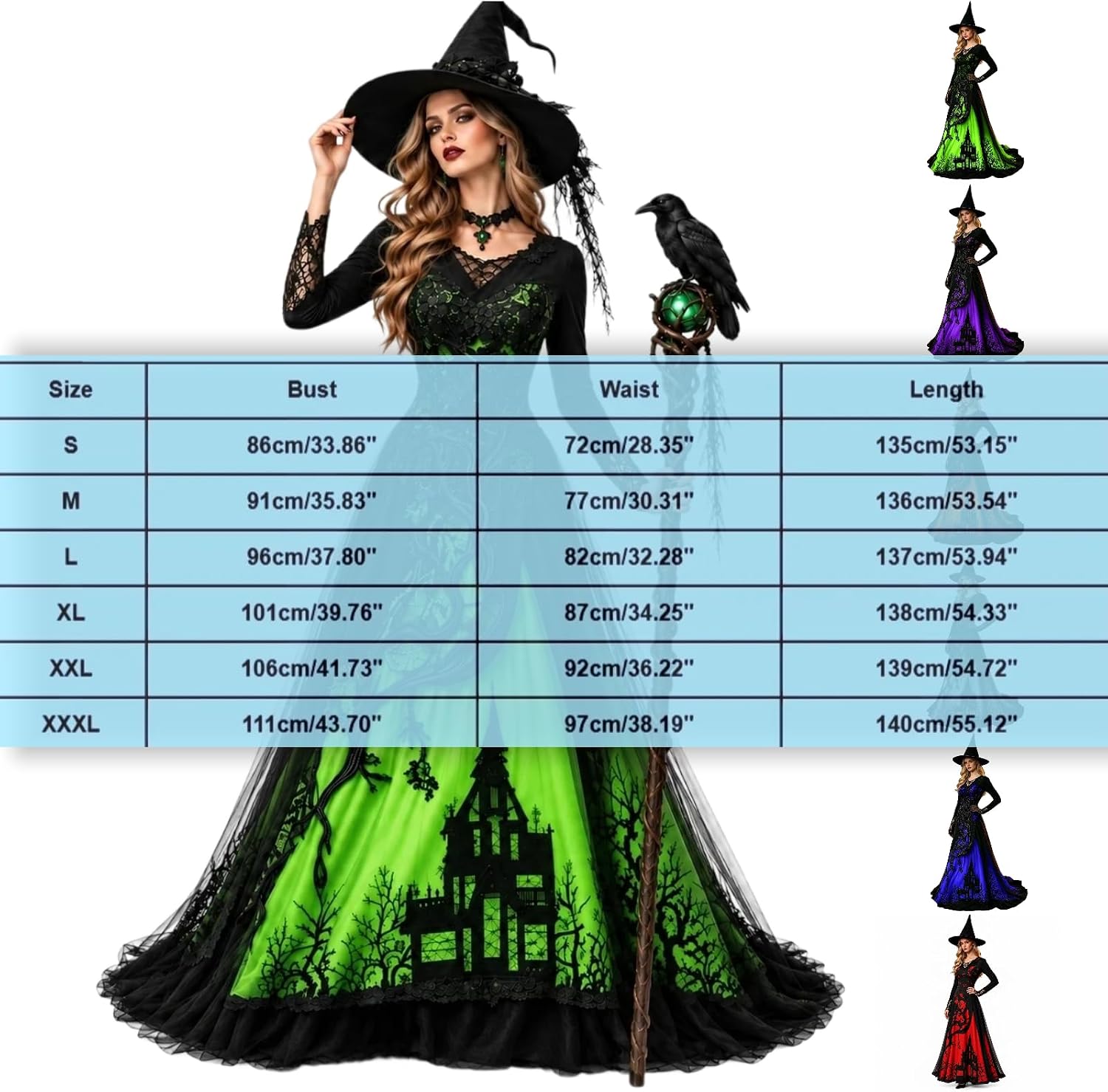 Witch Dress For Women Long Sleeve V Neck Slim Fit Halloween Dresses Medieval Renaissance Gothic Vampire Costumes - Image 4