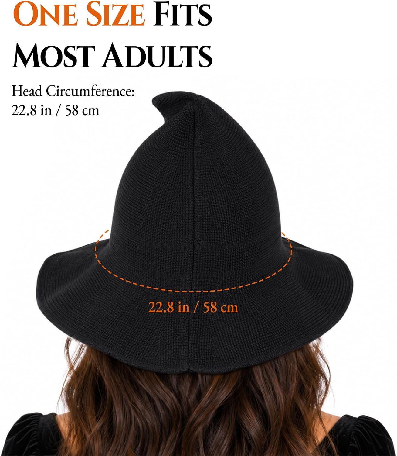 Halloween Witch Hat for Women, Knitted Adult Witch Hat for Halloween Party - Image 5