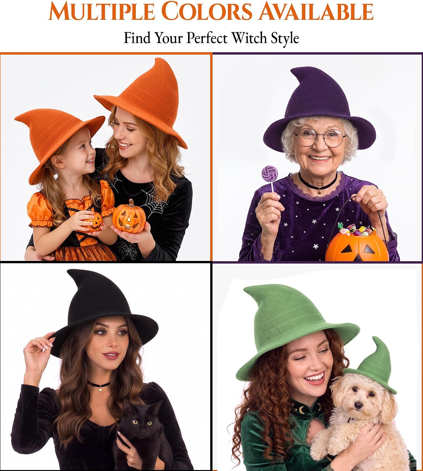 Halloween Witch Hat for Women, Knitted Adult Witch Hat for Halloween Party - Image 6